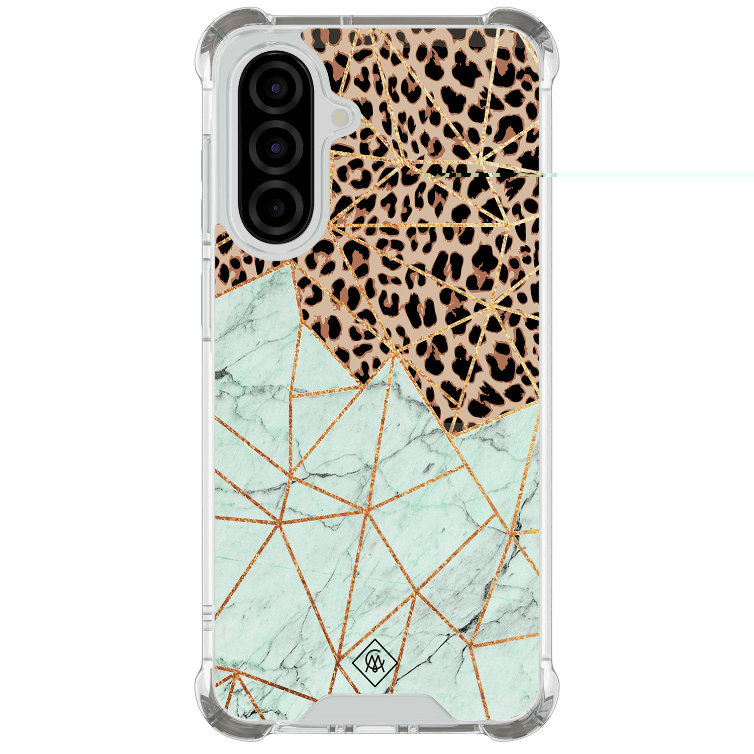 Samsung Galaxy A57 shockproof hoesje Luipaard marmer mint