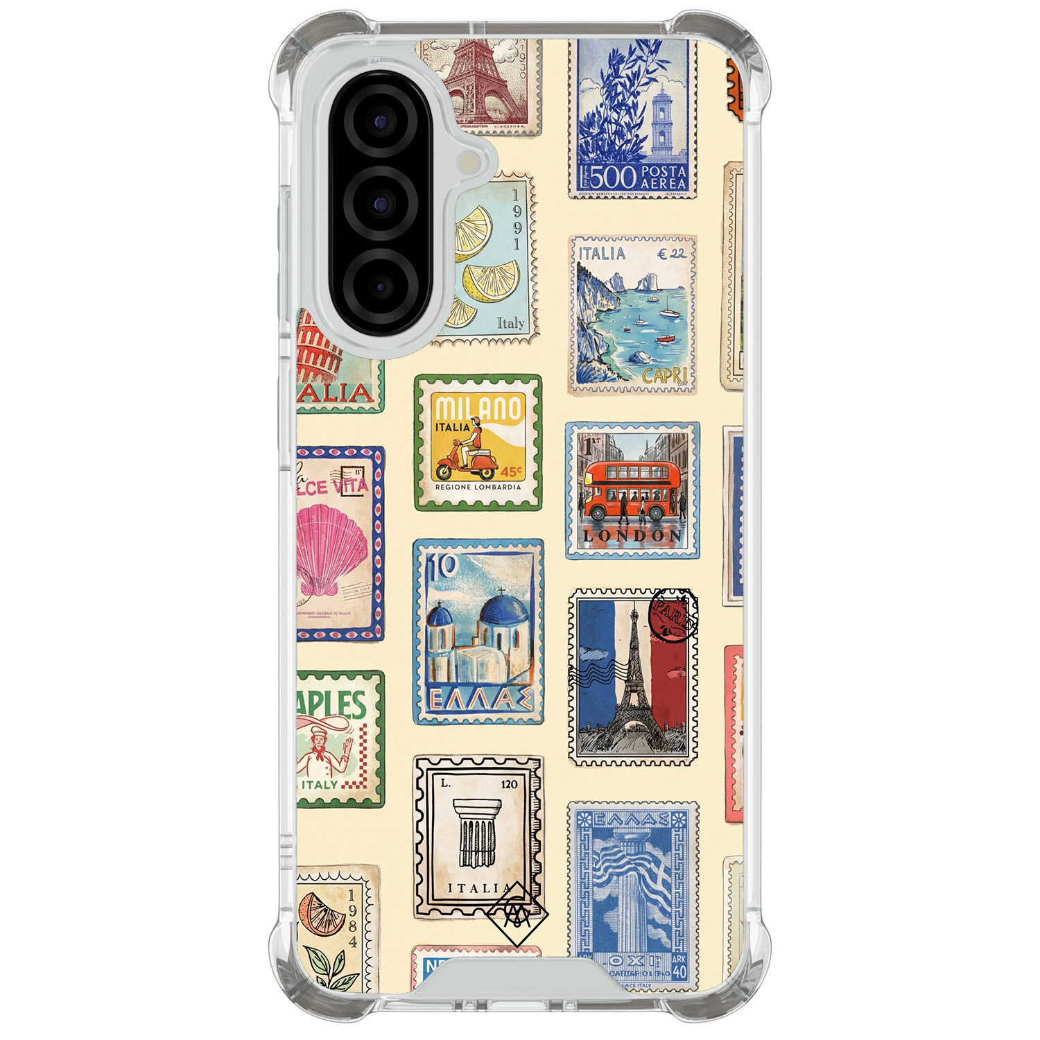 Samsung Galaxy A57 shockproof hoesje Retro postzegels