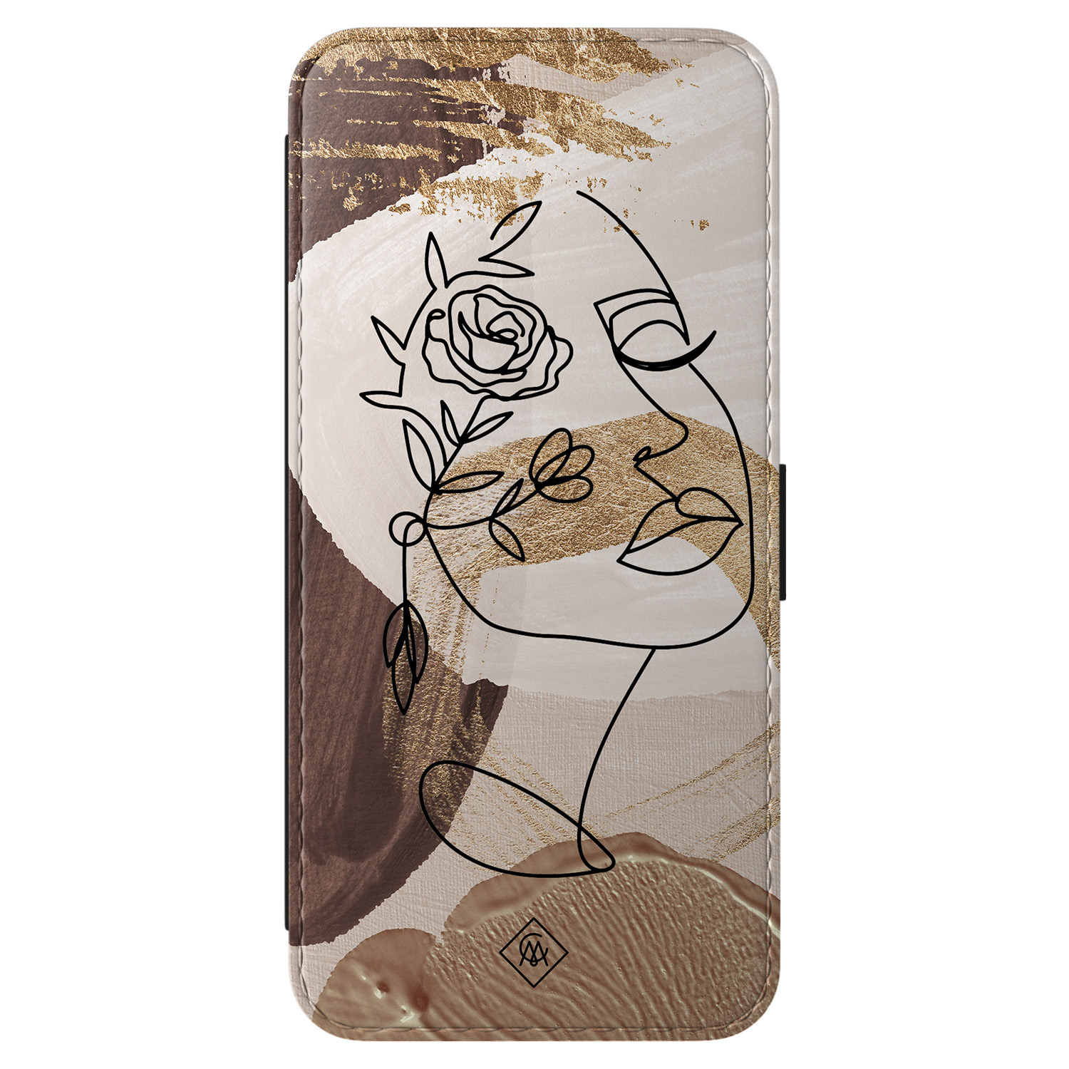 Samsung Galaxy A57 flipcase Abstract gezicht bruin