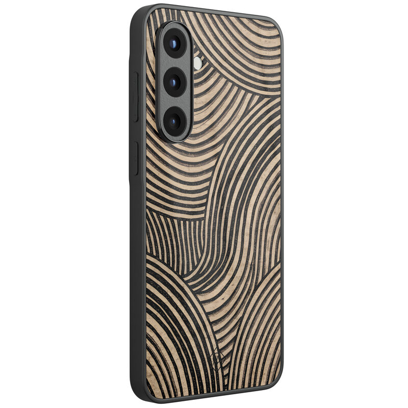 Casimoda Samsung Galaxy A57 glazen hardcase - Ebony waves