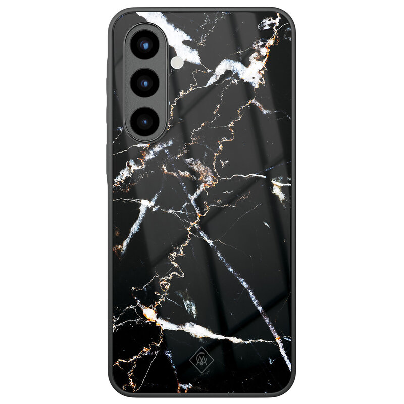 Casimoda Samsung Galaxy A57 glazen hardcase - Marmer zwart