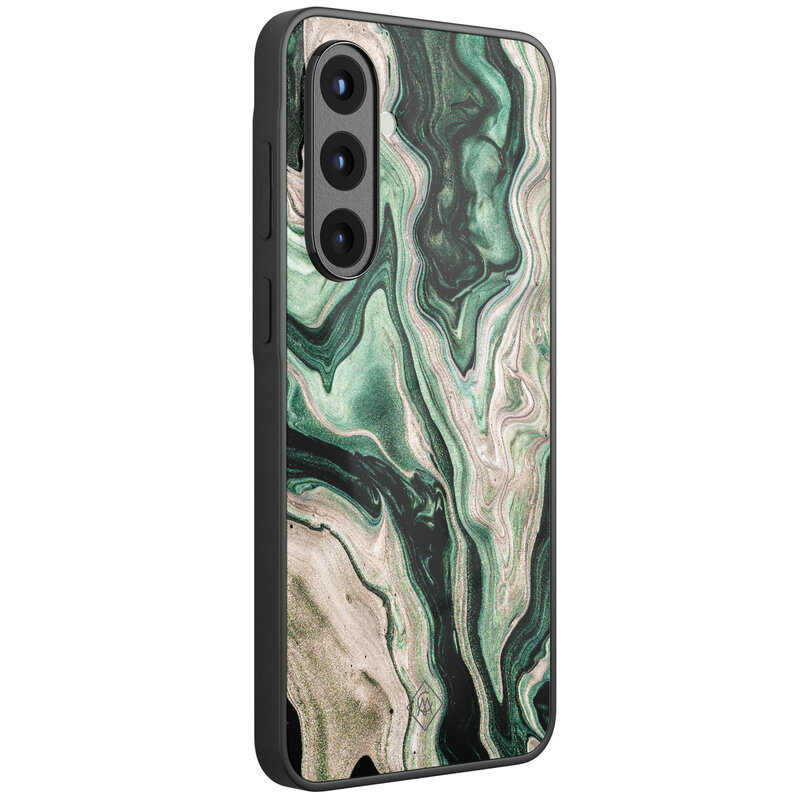 Casimoda Samsung Galaxy A57 glazen hardcase - Green waves