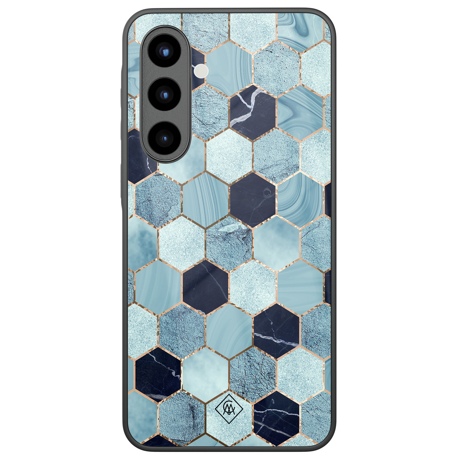 Samsung Galaxy A57 glazen hardcase Blue cubes