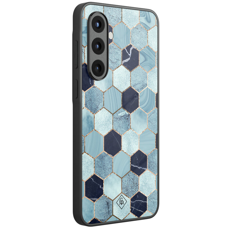 Casimoda Samsung Galaxy A57 glazen hardcase - Blue cubes