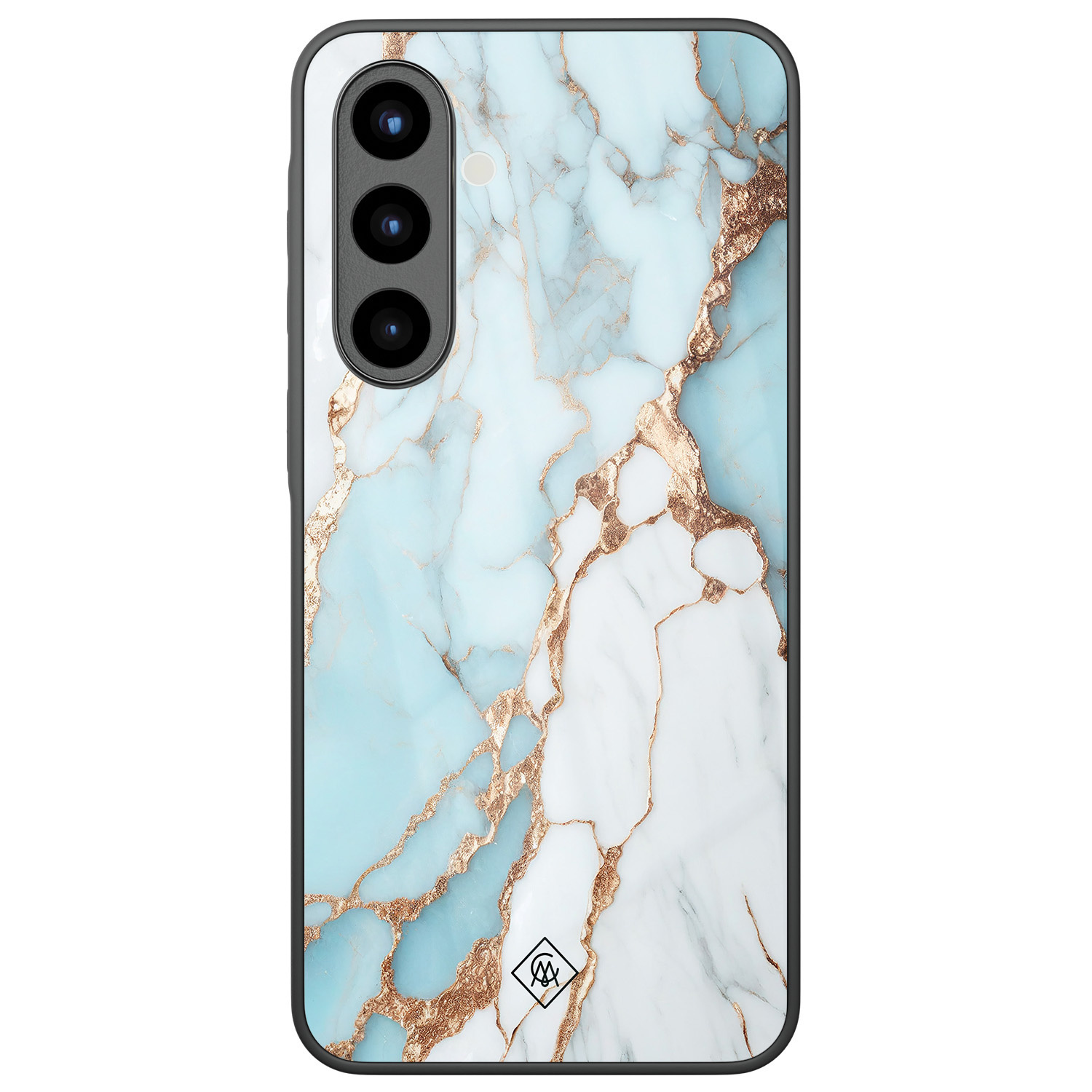 Samsung Galaxy A57 glazen hardcase Marmer lichtblauw
