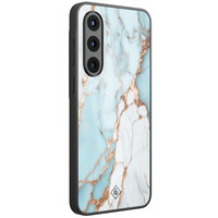 Casimoda Samsung Galaxy A57 glazen hardcase - Marmer lichtblauw