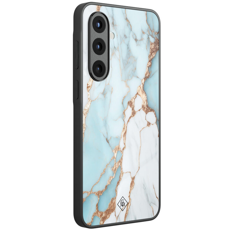 Casimoda Samsung Galaxy A57 glazen hardcase - Marmer lichtblauw