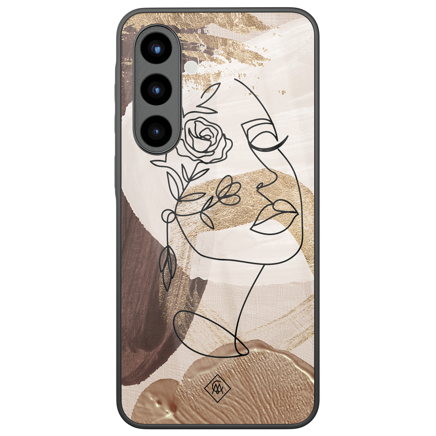 Samsung Galaxy A57 glazen hardcase Abstract gezicht bruin