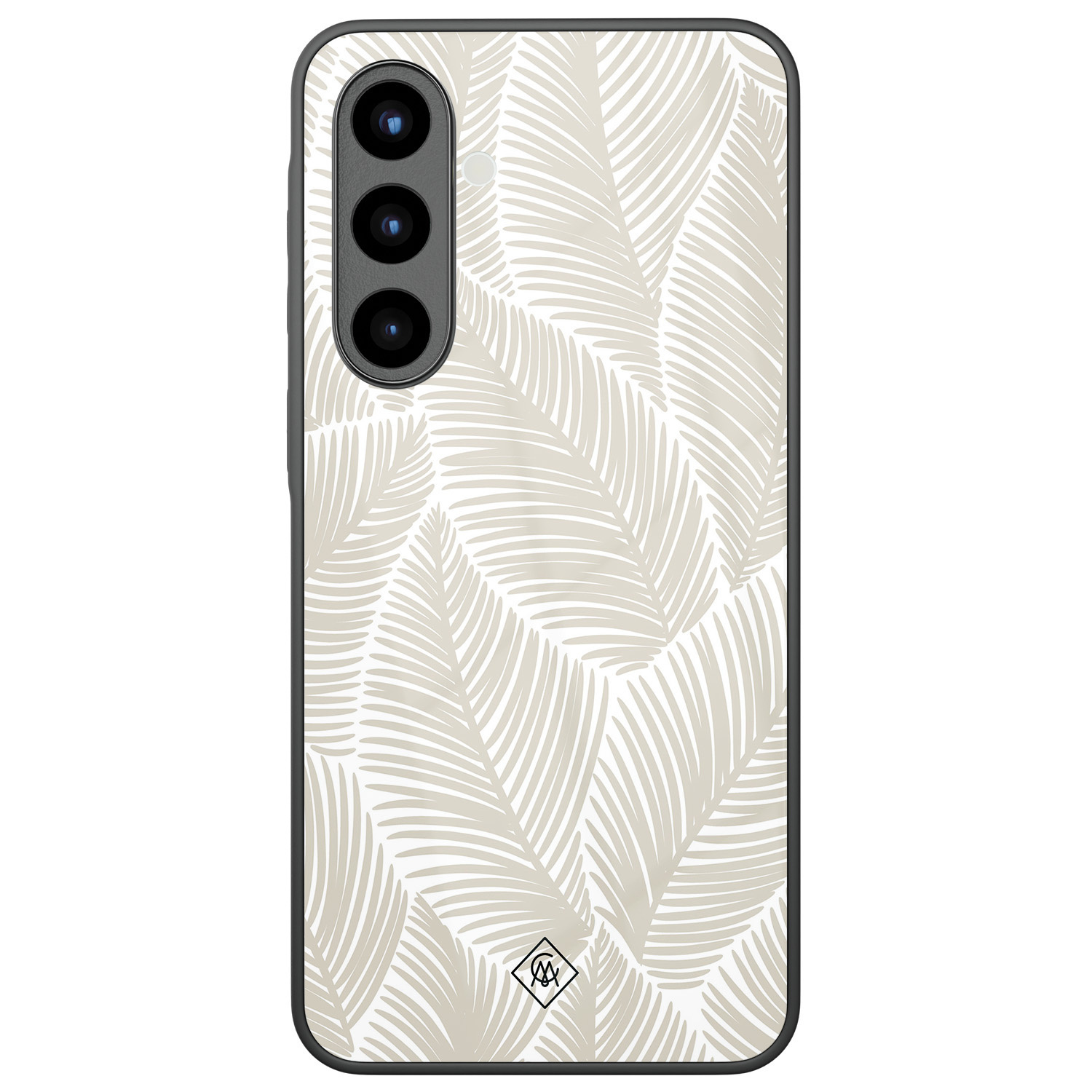 Samsung Galaxy A57 glazen hardcase Palmy leaves beige