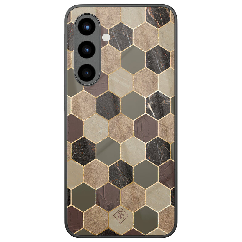 Casimoda Samsung Galaxy A57 glazen hardcase - Kubus bruin groen
