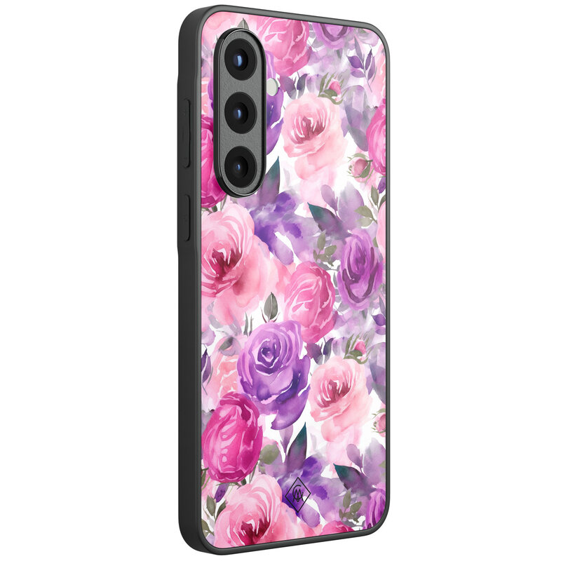 Casimoda Samsung Galaxy A57 glazen hardcase - Rosy blooms