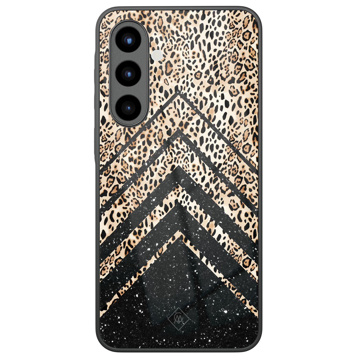 Samsung Galaxy A57 glazen hardcase Chevron luipaard