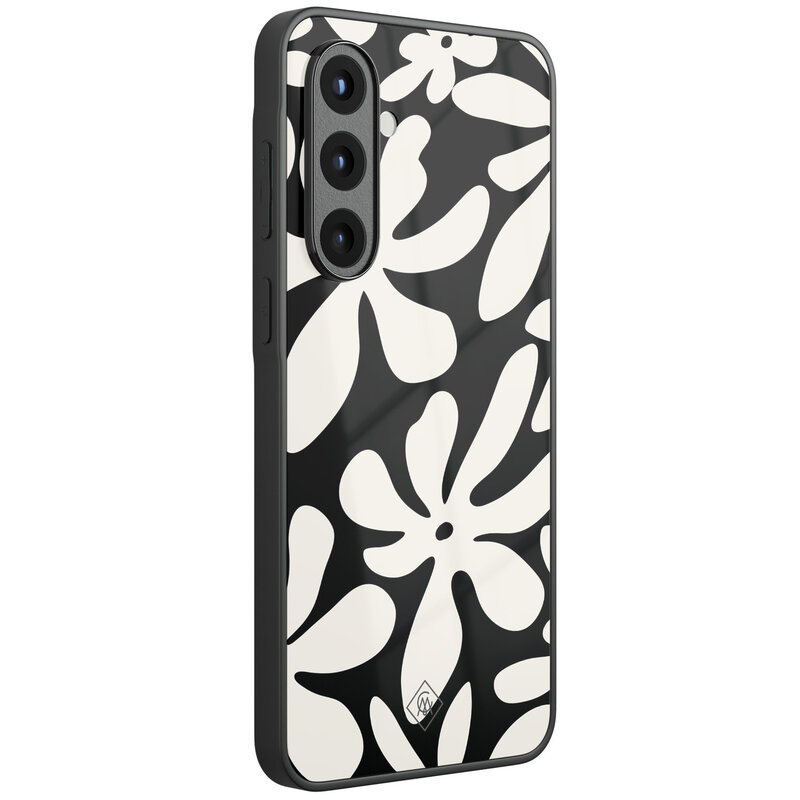 Casimoda Samsung Galaxy A57 glazen hardcase - Noir bloom
