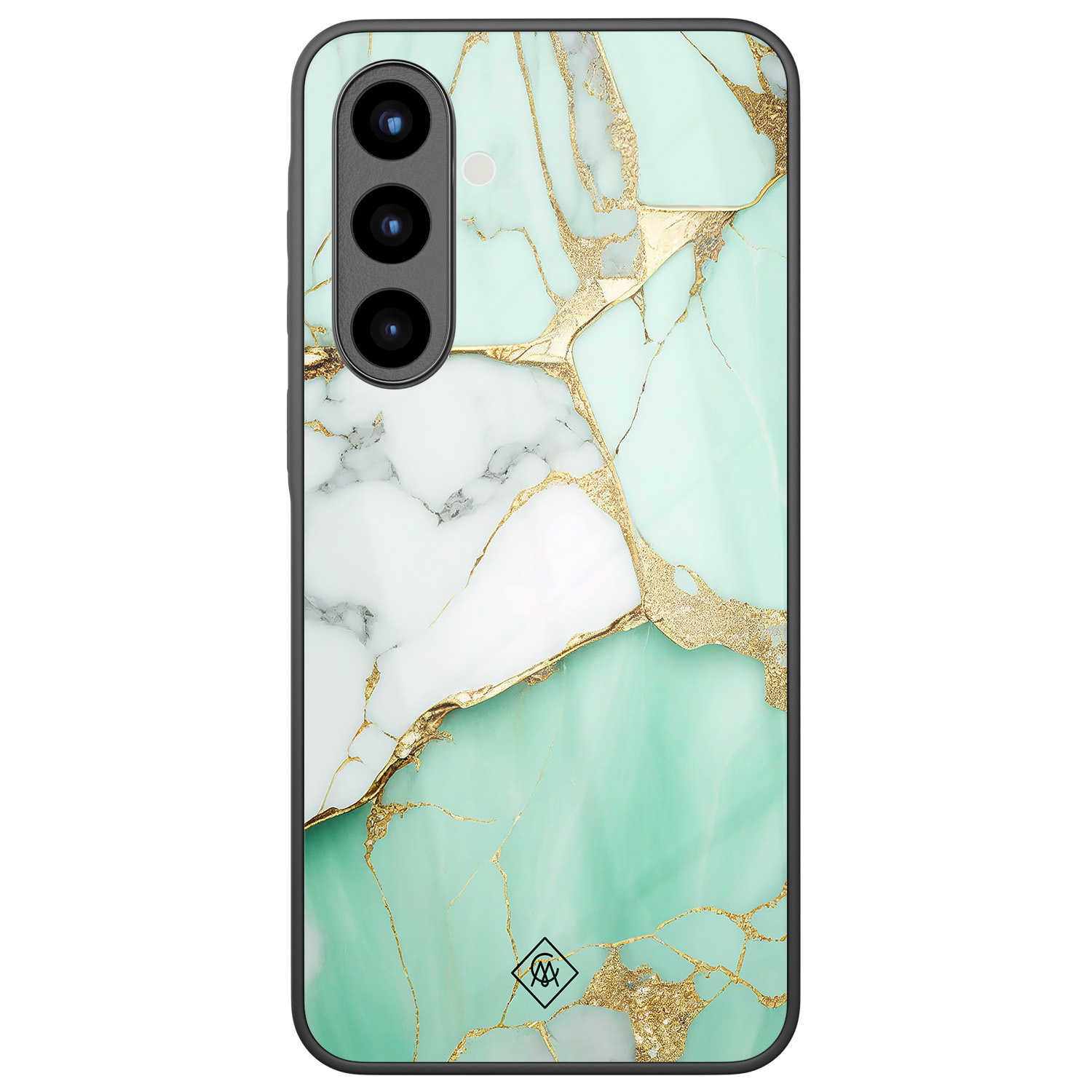 Samsung Galaxy A57 glazen hardcase Marmer mint goud