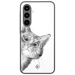 Casimoda Samsung Galaxy A57 glazen hardcase - Peekaboo kat