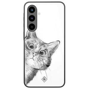 Casimoda Samsung Galaxy A57 glazen hardcase - Peekaboo kat