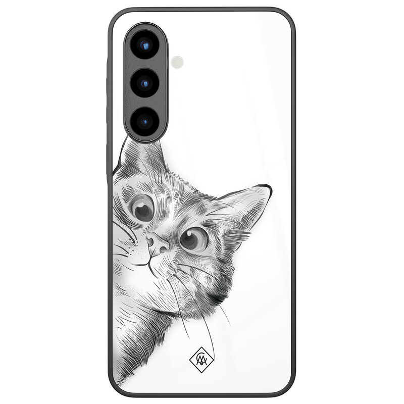 Casimoda Samsung Galaxy A57 glazen hardcase - Peekaboo kat