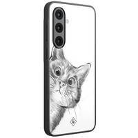 Casimoda Samsung Galaxy A57 glazen hardcase - Peekaboo kat