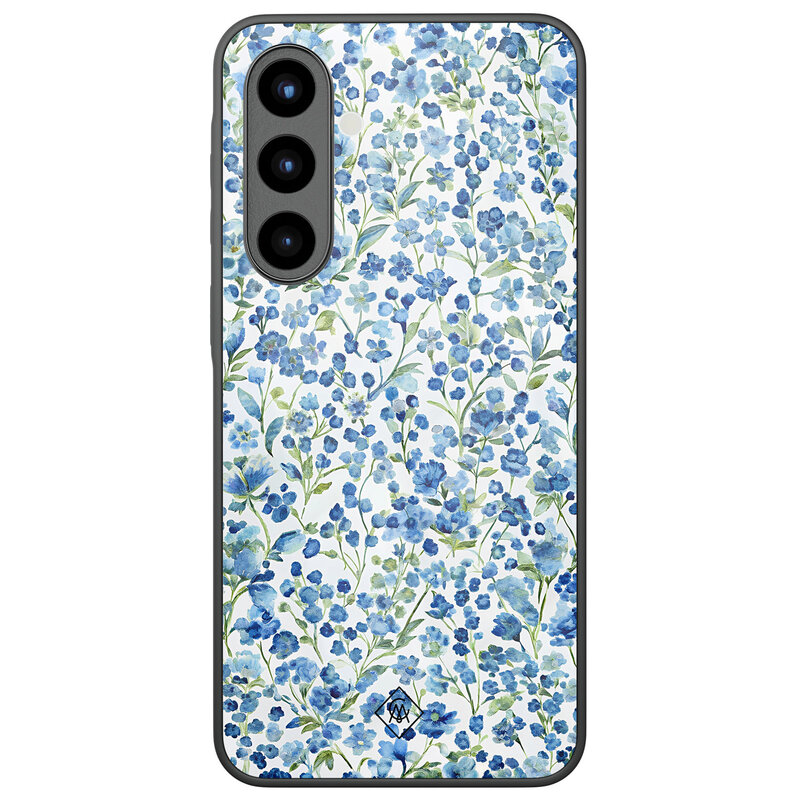 Casimoda Samsung Galaxy A57 glazen hardcase - Vintage blue floral