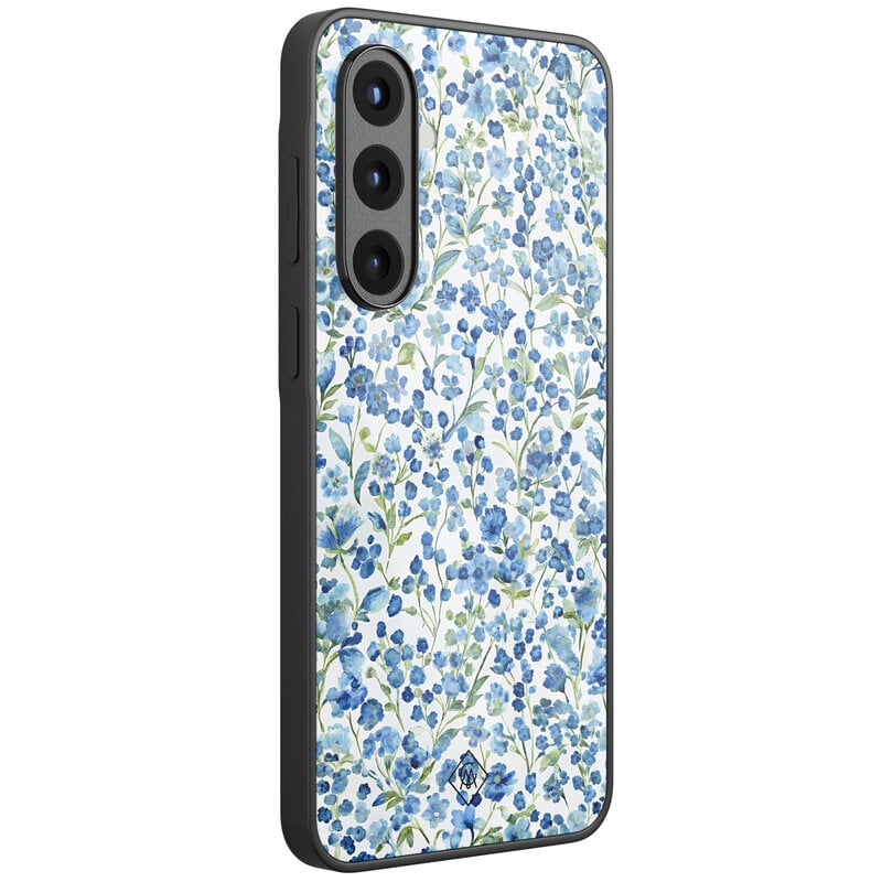 Casimoda Samsung Galaxy A57 glazen hardcase - Vintage blue floral