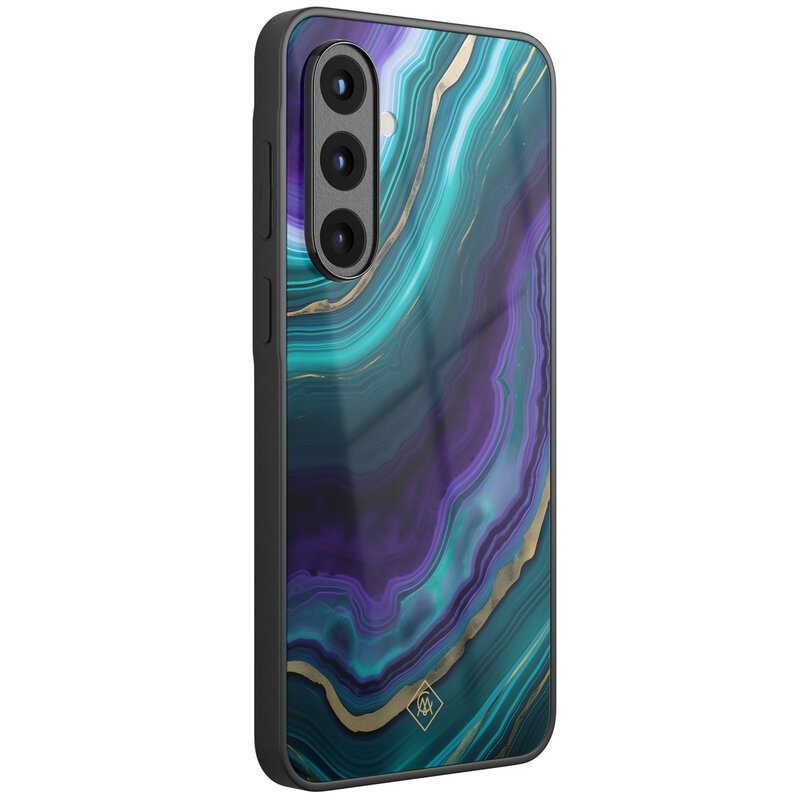 Casimoda Samsung Galaxy A57 glazen hardcase - Smaragd paars groen