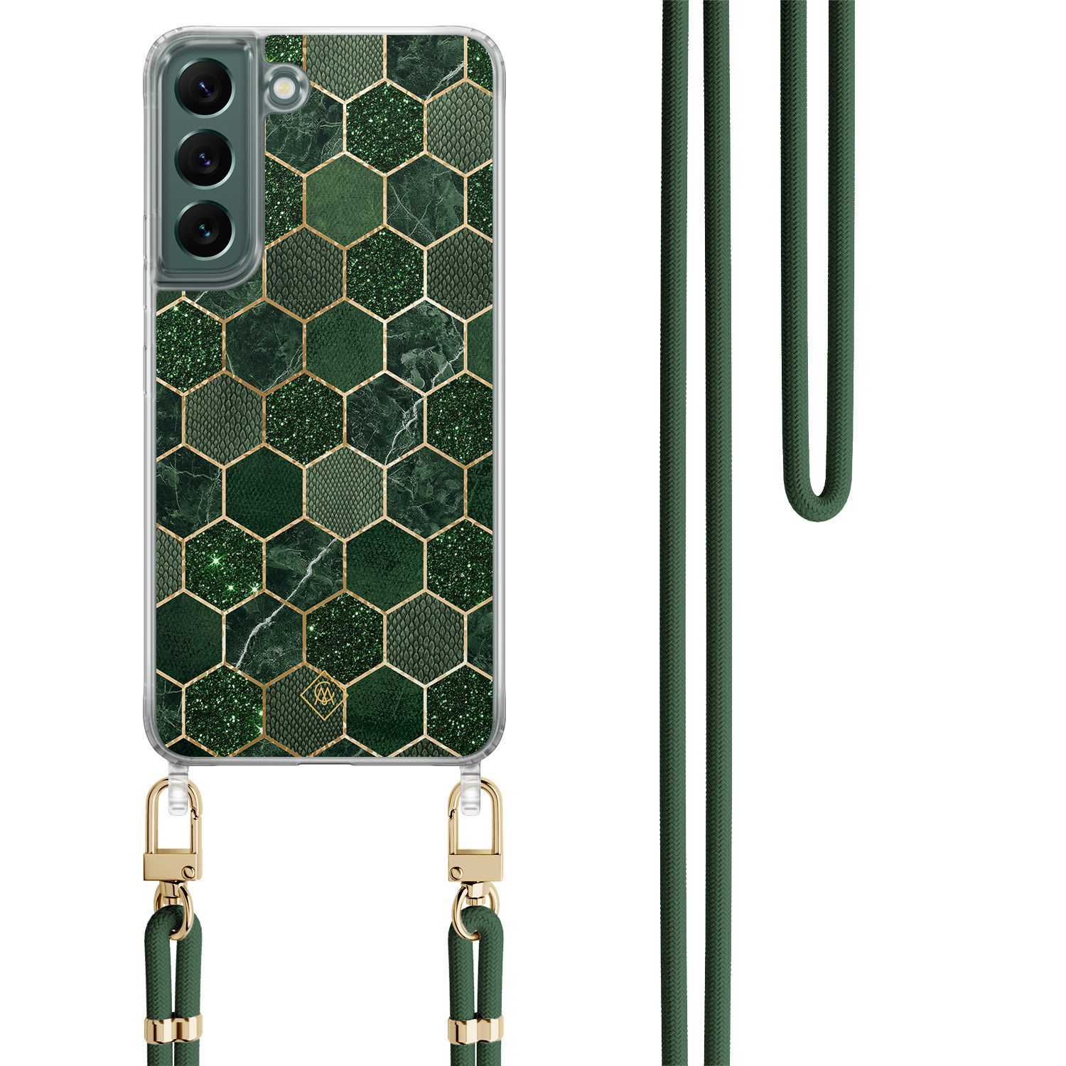 Samsung Galaxy S22 Plus hoesje met groen koord Kubus groen