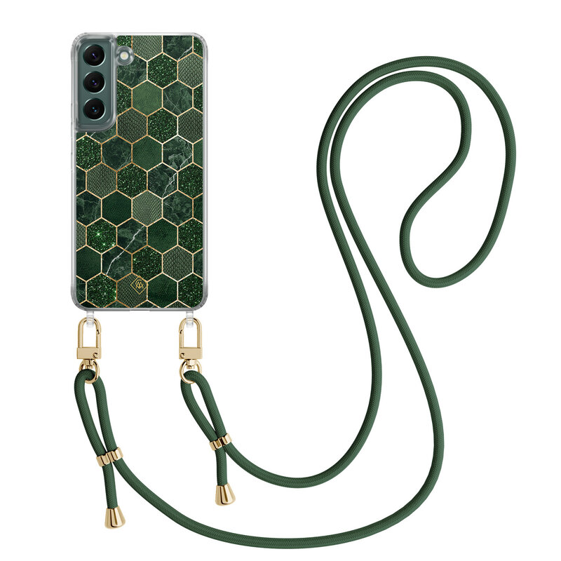 Casimoda Samsung Galaxy S22 Plus hoesje met groen koord - Kubus groen