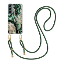 Casimoda Samsung Galaxy S22 Plus hoesje met groen koord - Green waves