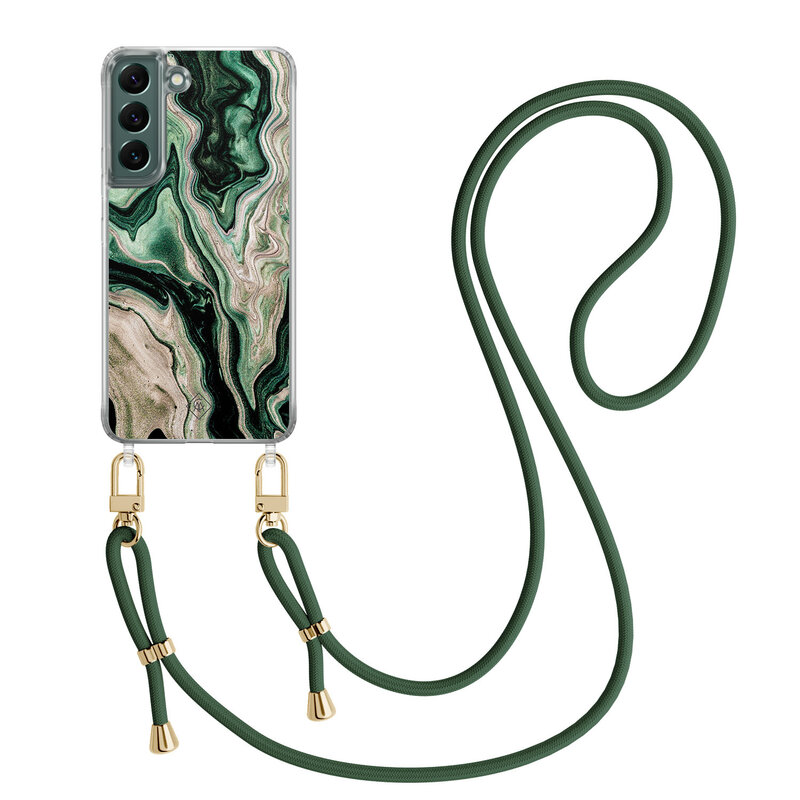 Casimoda Samsung Galaxy S22 Plus hoesje met groen koord - Green waves