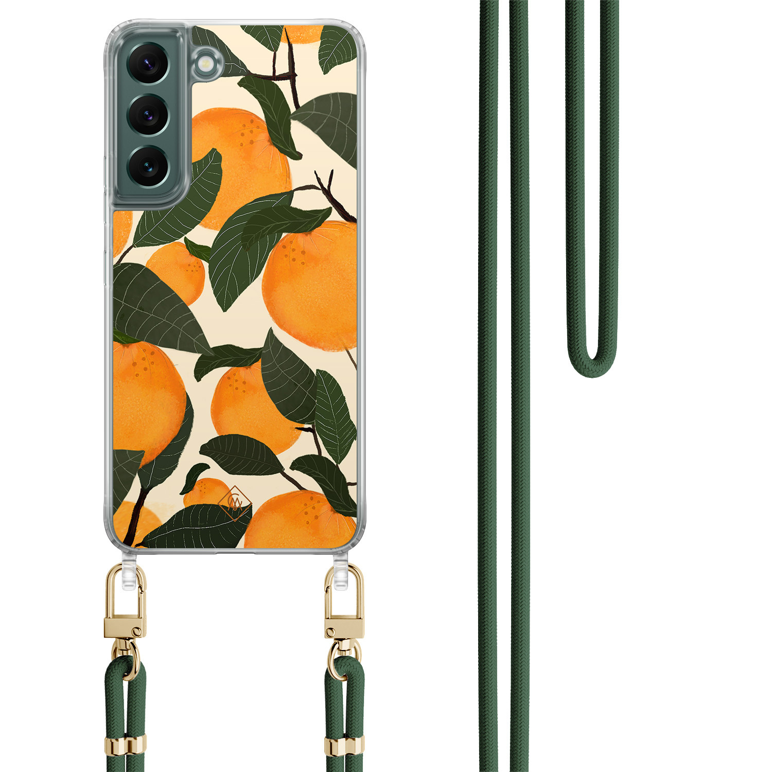 Samsung Galaxy S22 Plus hoesje met groen koord Orange garden