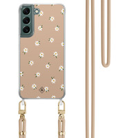 Casimoda Samsung Galaxy S22 Plus hoesje met beige koord - Sweet daisies