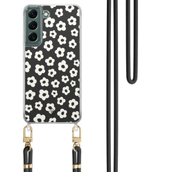 Casimoda Samsung Galaxy S22 Plus hoesje met zwart koord - Retro bloempjes