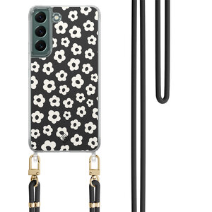 Casimoda Samsung Galaxy S22 Plus hoesje met zwart koord - Retro bloempjes