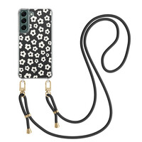 Casimoda Samsung Galaxy S22 Plus hoesje met zwart koord - Retro bloempjes