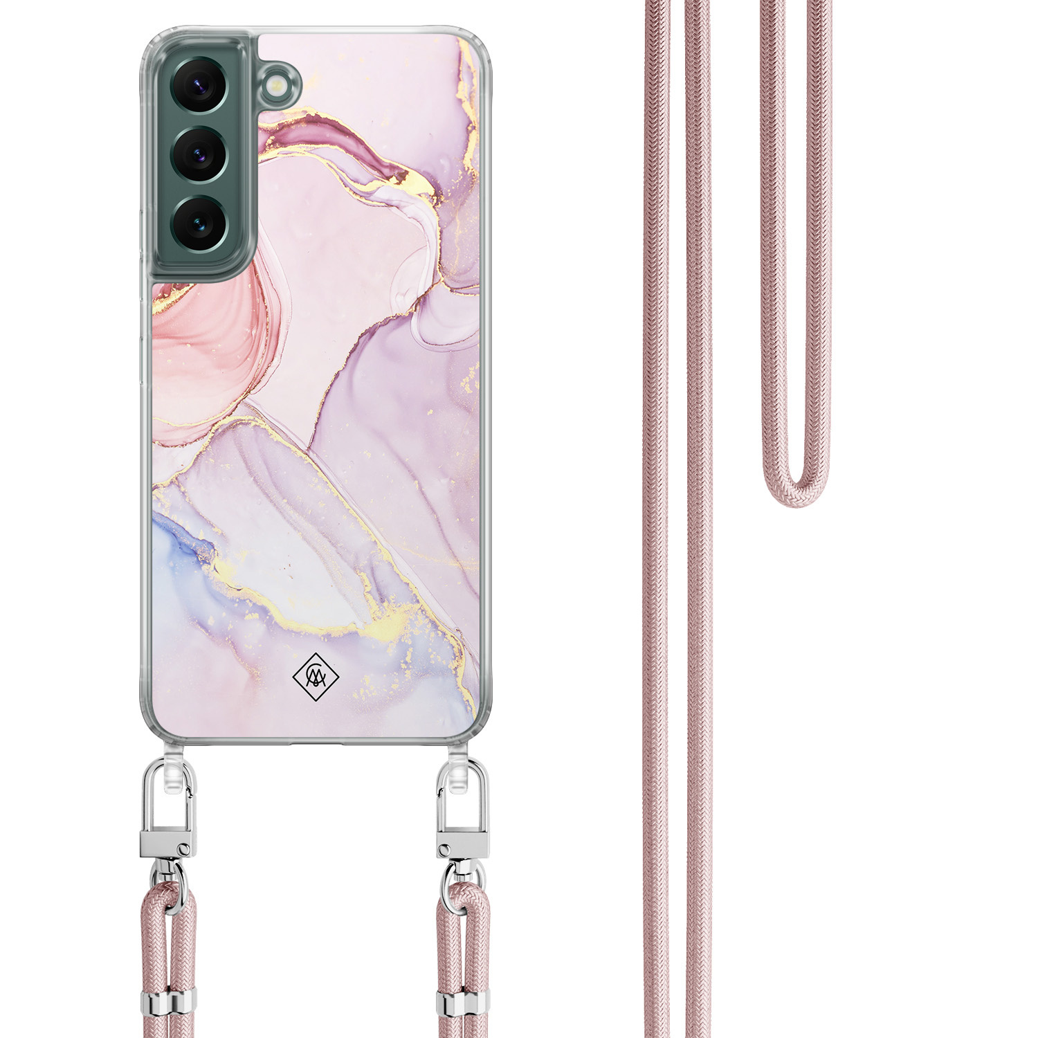 Samsung Galaxy S22 Plus hoesje met rosegoud koord Purple sky