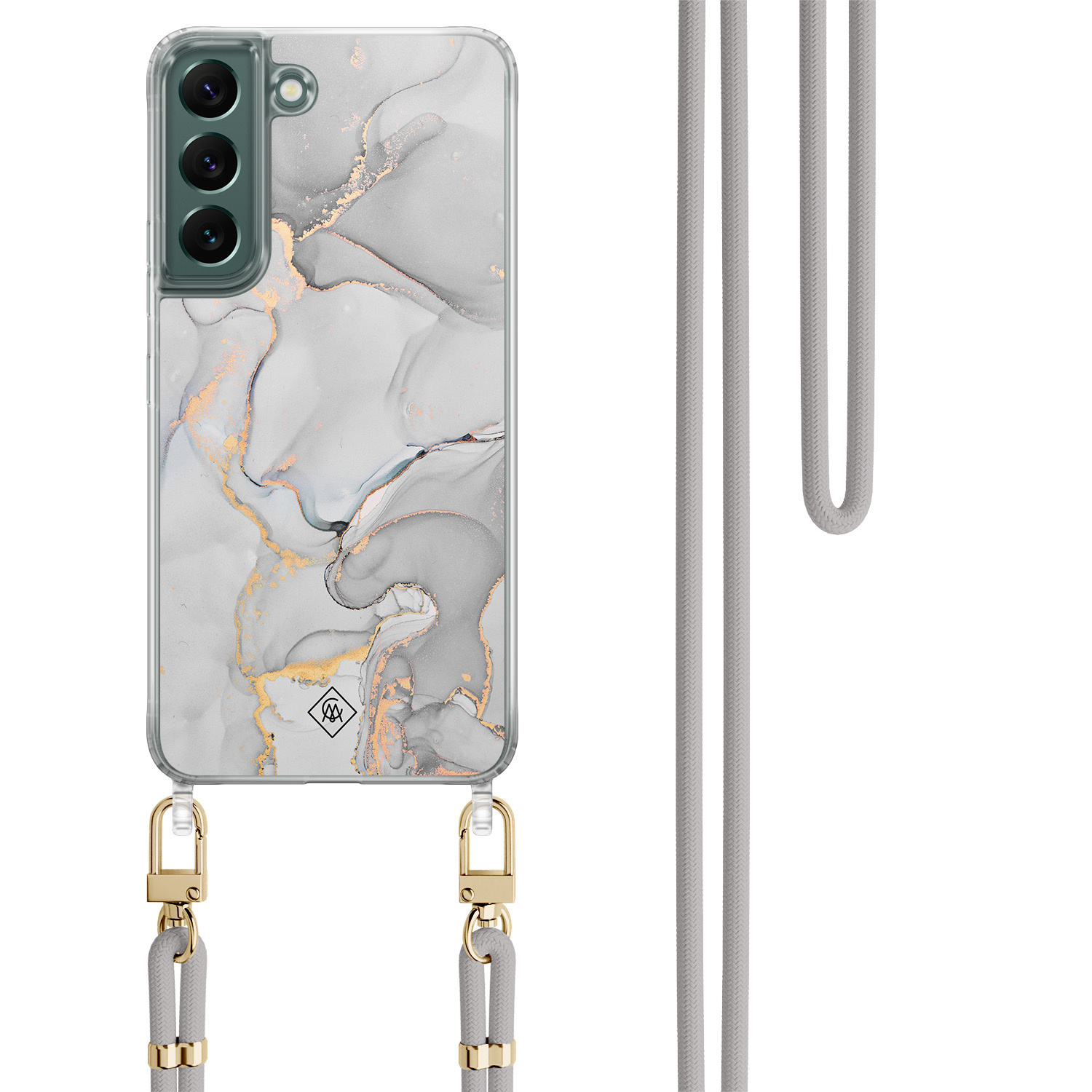 Samsung Galaxy S22 Plus hoesje met grijs koord Marmer grijs