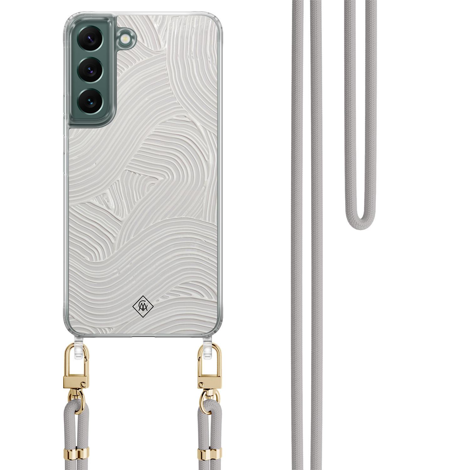 Samsung Galaxy S22 Plus hoesje met grijs koord Abstract waves