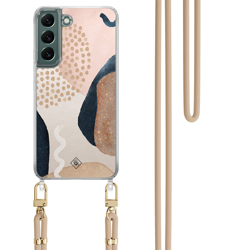 Casimoda Samsung Galaxy S22 Plus hoesje met beige koord - Abstract dots