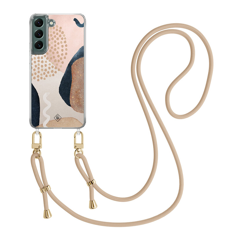 Casimoda Samsung Galaxy S22 Plus hoesje met beige koord - Abstract dots