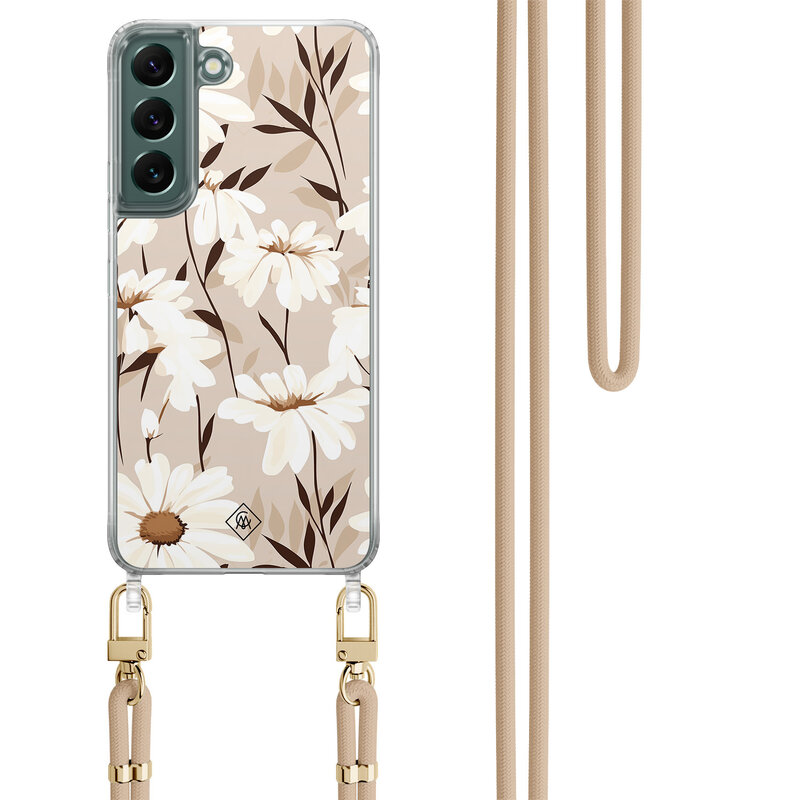 Casimoda Samsung Galaxy S22 Plus hoesje met beige koord - In bloom