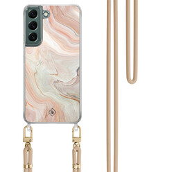 Casimoda Samsung Galaxy S22 Plus hoesje met beige koord - Marmer waves