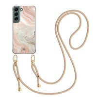 Casimoda Samsung Galaxy S22 Plus hoesje met beige koord - Marmer waves