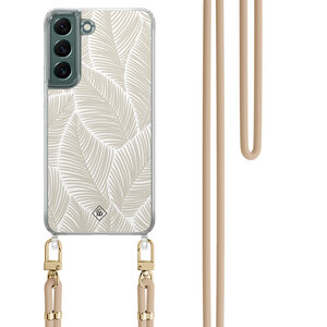 Casimoda Samsung Galaxy S22 Plus hoesje met beige koord - Palm leaves beige