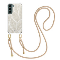 Casimoda Samsung Galaxy S22 Plus hoesje met beige koord - Palm leaves beige