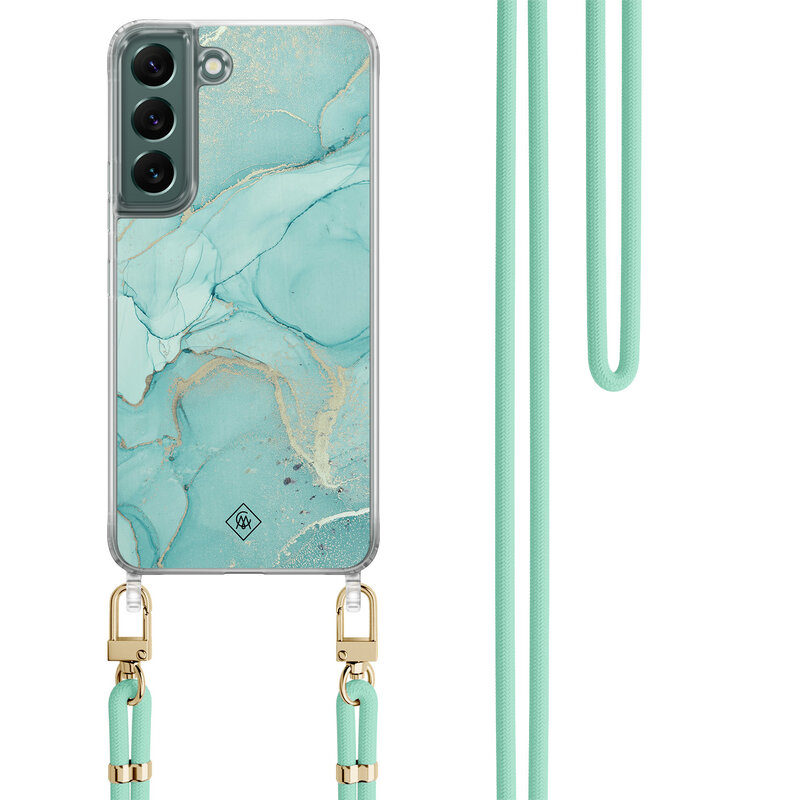 Casimoda Samsung Galaxy S22 Plus hoesje met mint koord - Touch of mint
