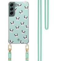 Casimoda Samsung Galaxy S22 Plus hoesje met mint koord - Panda print