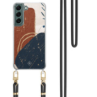 Casimoda Samsung Galaxy S22 Plus hoesje met zwart koord - Abstract terracotta