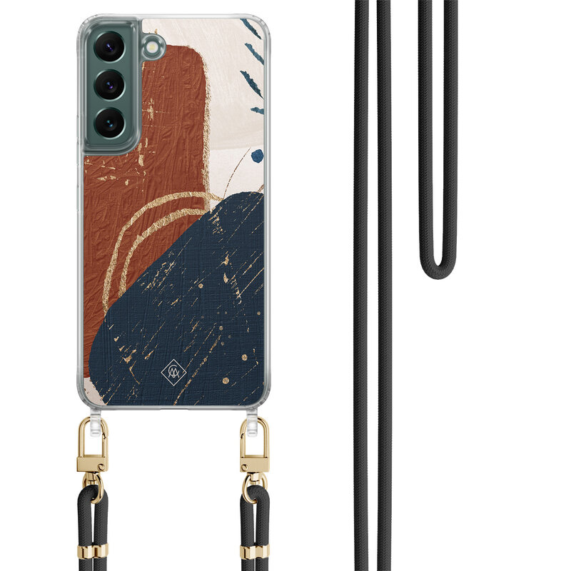 Casimoda Samsung Galaxy S22 Plus hoesje met zwart koord - Abstract terracotta