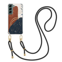 Casimoda Samsung Galaxy S22 Plus hoesje met zwart koord - Abstract terracotta