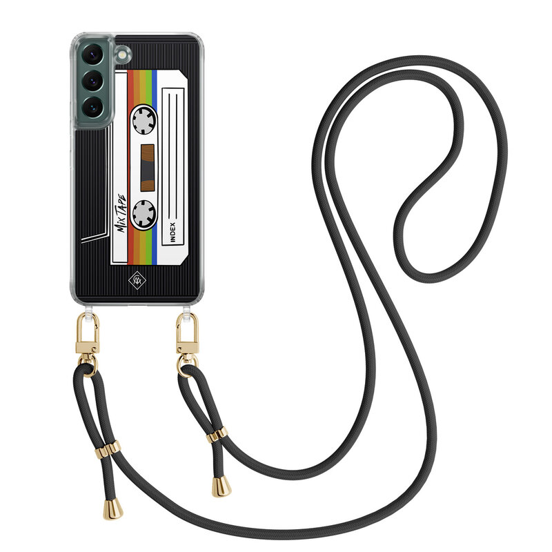 Casimoda Samsung Galaxy S22 Plus hoesje met zwart koord - Cassette mixtape